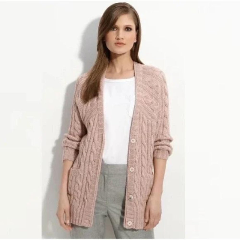 St. John cable knit Wool cardigan sweater size P 17563